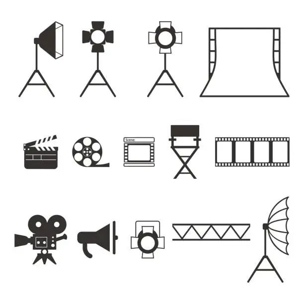 Vector illustration of video production icons