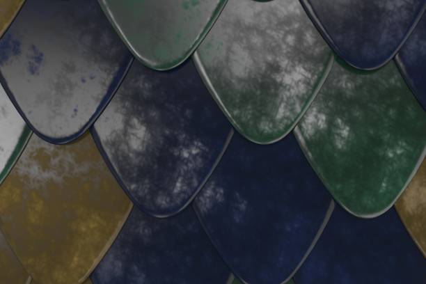 istock Pattern of rounded roof tiles in different colors 840074490