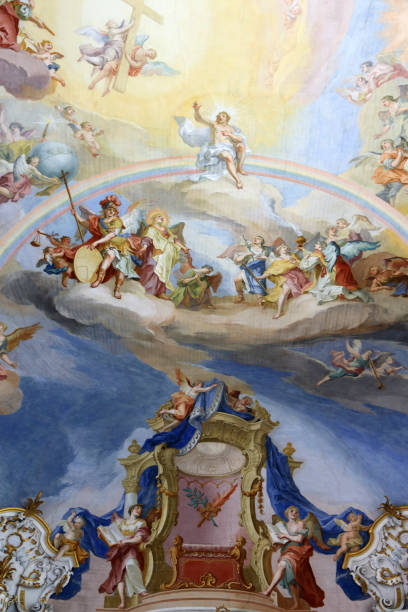 istock Rococo old religious shows painted on the ceiling of the church 840074528
