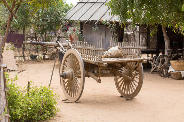 istock Yard with a wooden cart. Bagan, Myanmar 840077484