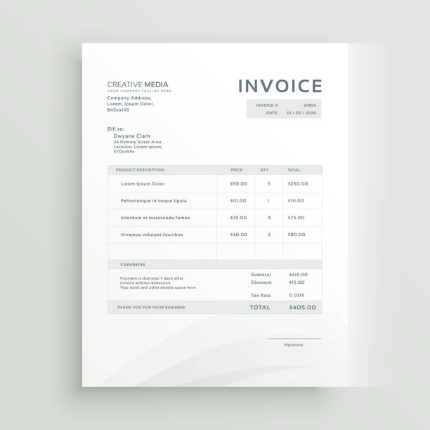 clean invoice template vector design clean invoice template vector design financial bill stock illustrations
