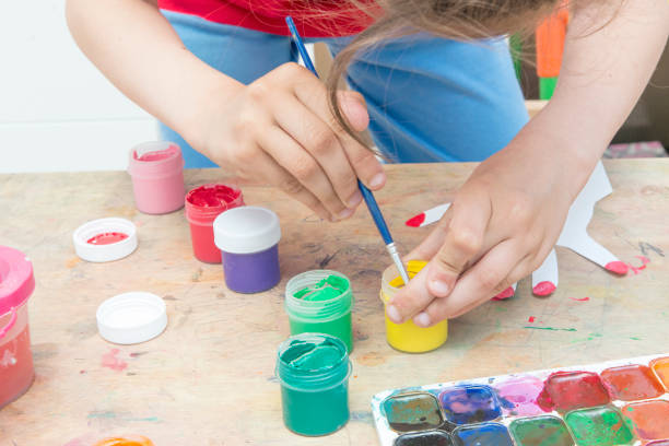 istock A child paints with paint in a home environment.Children's creativity. 840078536