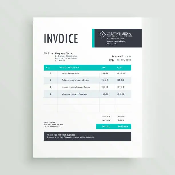 Vector illustration of invoice vector template design in blue theme