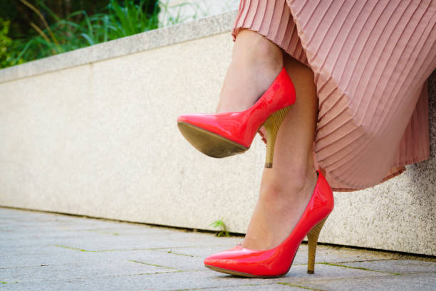 istock Red high heel classic shoes outdoor 840084894