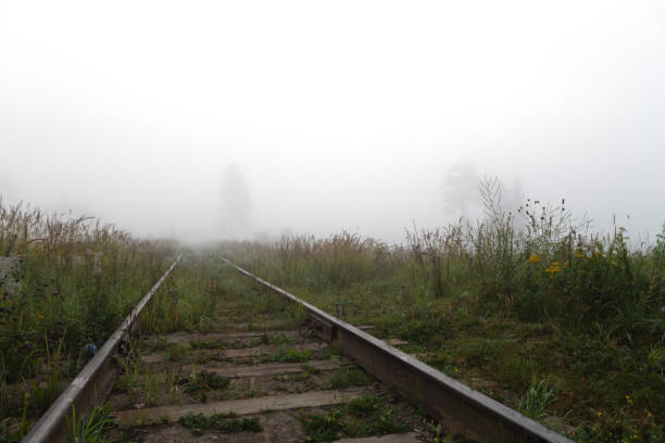 istock railway to horizon in fog 840094926