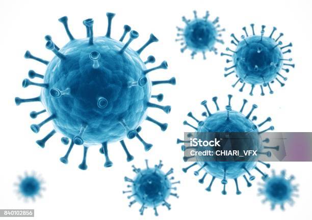 3d Rendering Virus Closeup Stock Photo - Download Image Now - HIV, AIDS, Biological Cell