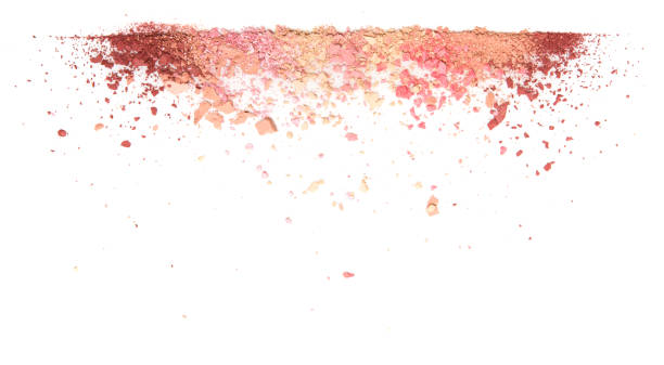 istock Samples of dry blush, powder, bronzers and highlighter scattered in a line isolated on a white background 840102898