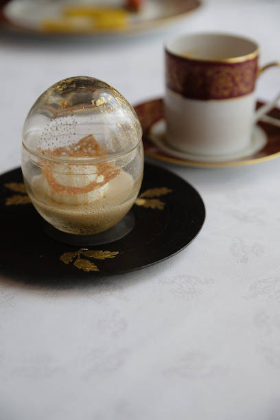 istock French egg dessert with caramelized sugar and gold foil 840109142