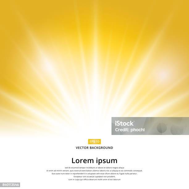 Sonnenlichteffekt Glänzen Auf Gelbem Hintergrund Mit Textfreiraum Abstraktes Vektor Stock Vektor Art und mehr Bilder von Bildhintergrund