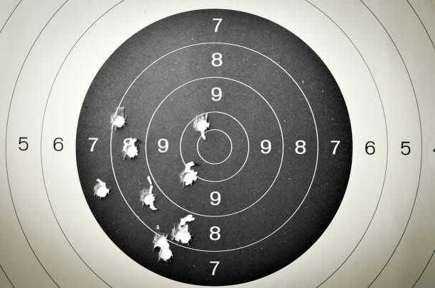 istock Goal setting with target, objectives and planning concept, top view, You can make a great target of business like a bullet target 840113788