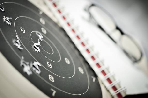 istock Goal setting with target, objectives and planning concept, top view, You can make a great target of business like a bullet target 840113906