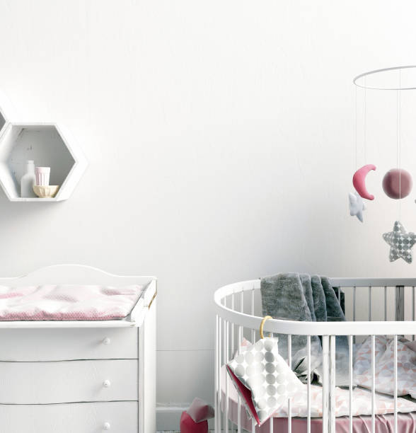 istock Mock up wall in interior of the child. sleeping place. modern style. 3d illustration 840114380