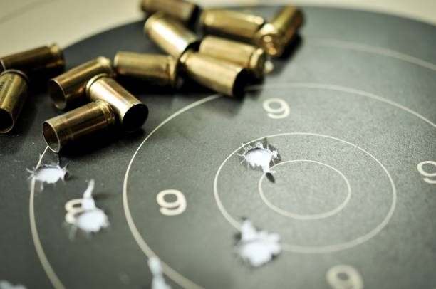 istock Goal setting with target, objectives and planning concept, top view, You can make a great target of business like a bullet target 840114734