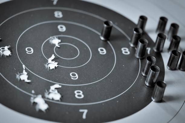 istock Goal setting with target, objectives and planning concept, top view, You can make a great target of business like a bullet target 840114758
