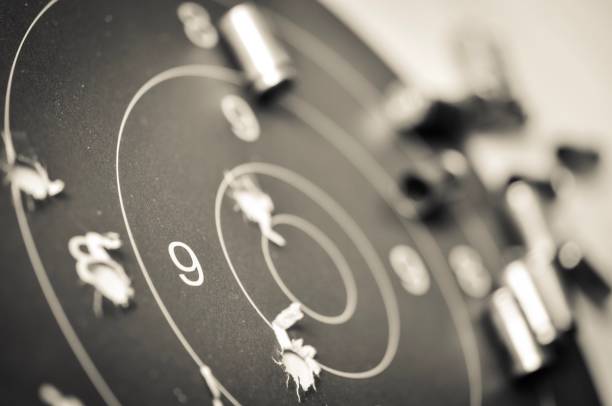 Goal setting with target, objectives and planning concept, top view, You can make a great target of business like a bullet target