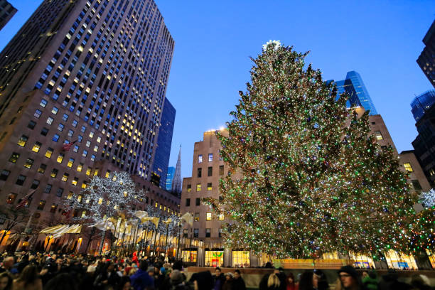Christmas's tree at Rockefeller Center stock photo