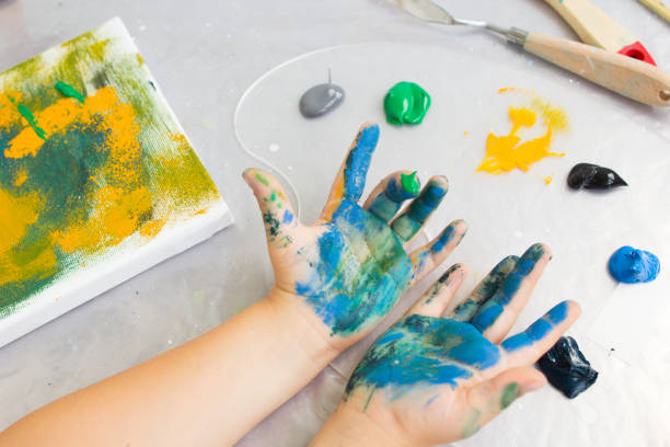 istock Early childhood education. Dirty little painter 840121740