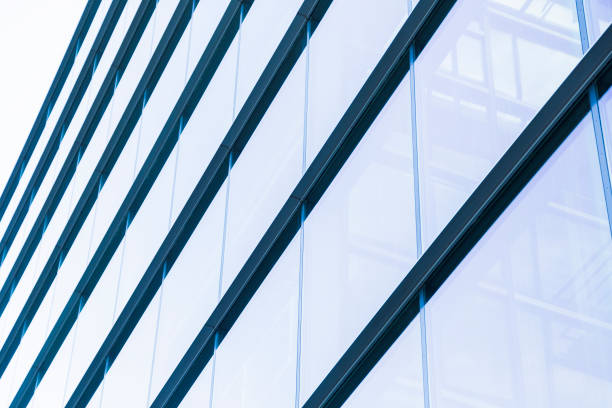 istock Big modern glass minimalistic office building with straight lines 840125386