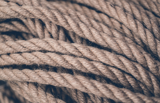 Strong economic textile rope. Texture of natural fibers