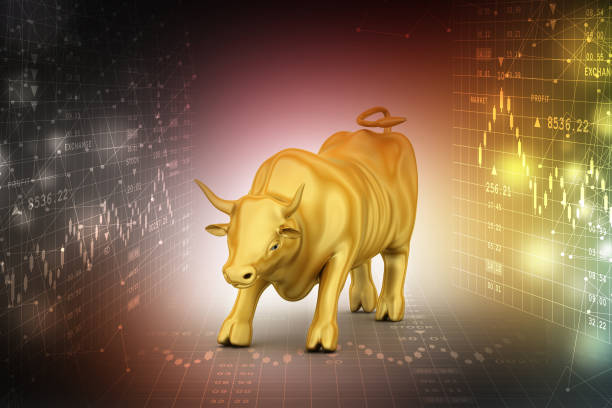 istock Rising golden business bull 840143018