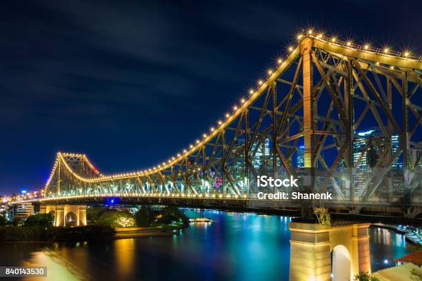 Brisbane Story Bridge At Night Stock Photo - Download Image Now - Story Bridge, Brisbane, Adventure