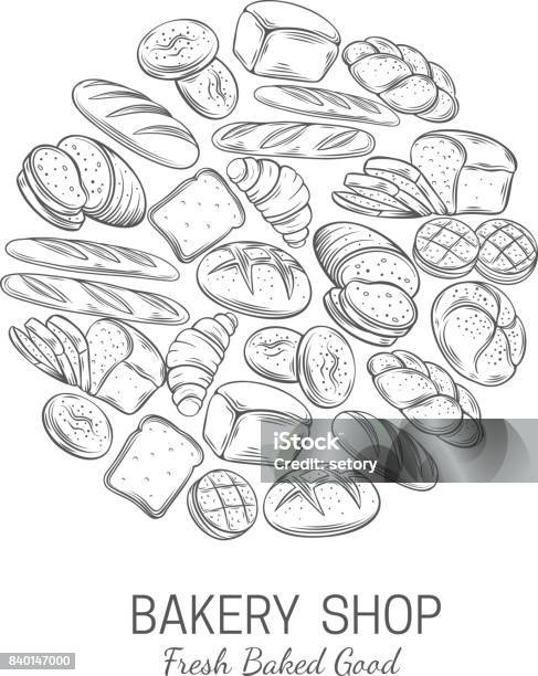 Bakery Bread Shop Poster Template Stock Illustration - Download Image Now - Bread, Bun - Bread, Loaf of Bread