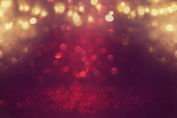 istock Red glitter vintage lights background. defocused 840147338
