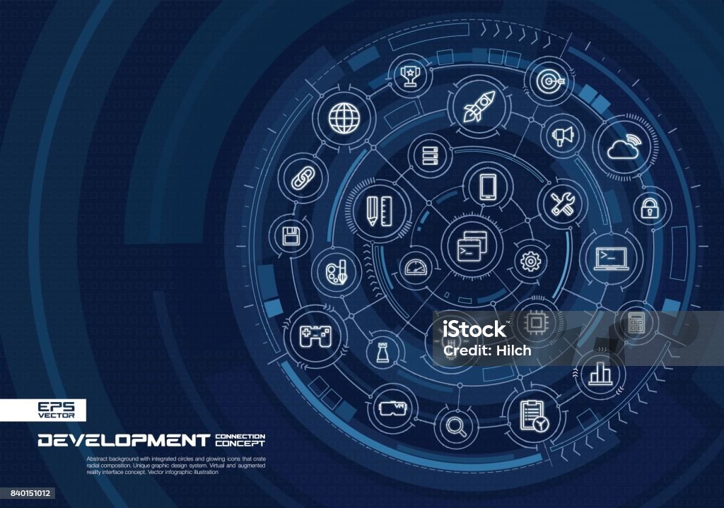 Abstract Development And Programming Background Digital Connect System ...