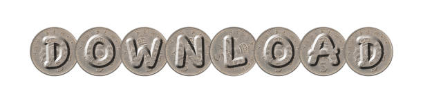 istock DOWNLOAD  – Five new pence coins on white background 840158532