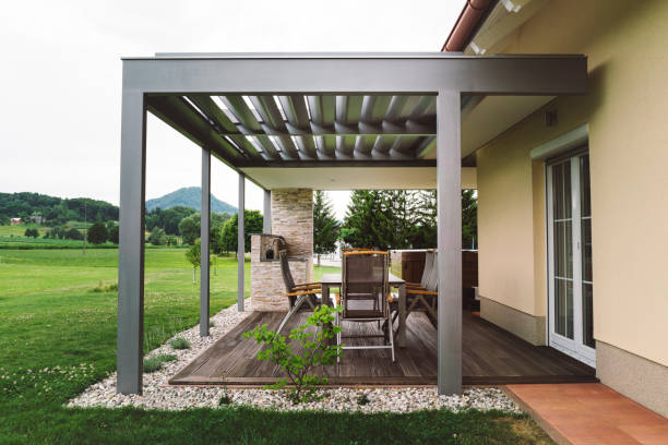 istock Wooden terrace near house 840159192