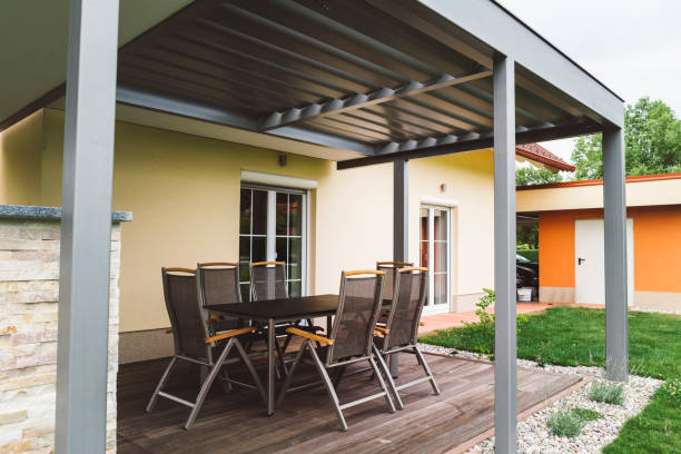 istock Pergola and wooden terrace 840163454