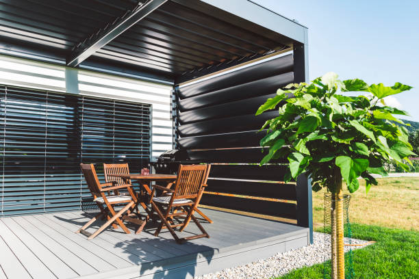 istock Beautiful metal pergola and terrace 840165672