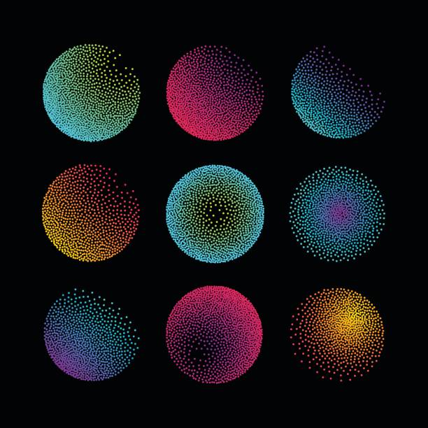 Set of vector shapes Set of bright vector elements with abstract texture on a black background competition round illustrations stock illustrations