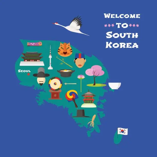 Vector illustration of Map of South Korea vector illustration, design element