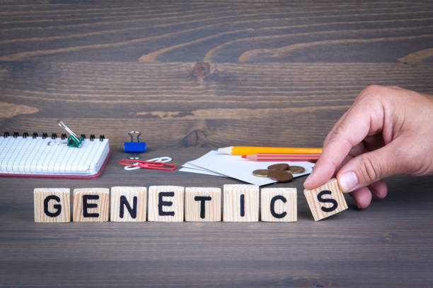 istock Genetics. Wooden letters on dark background 840170982