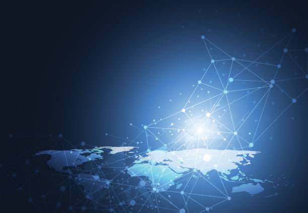 istock Business global network connection. World map point and line composition concept of global business. Vector Illustration 840177694