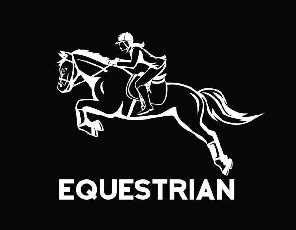 Horse Jumping Equestrian Sport Horse Jumping Equestrian Sport silhouette equestrian show jumping stock illustrations