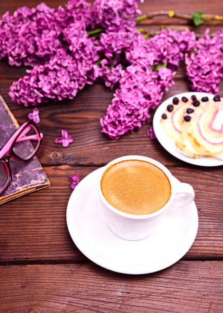 istock Espresso coffee in a white cup with a saucer 840184548