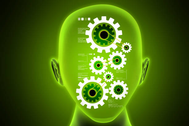 istock Female face with gear mechanism 840187762