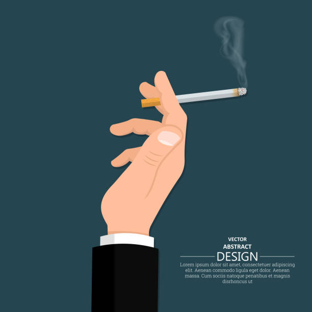 남자 손으로 계속 담배 흡연 - holding cigarette stock illustrations