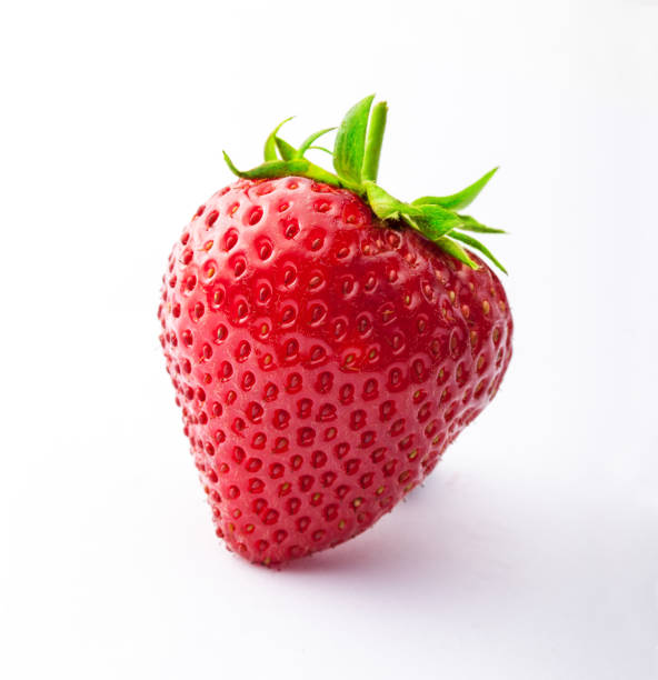 istock Strawberry vertical closeup isolated on white background in studio 840192724