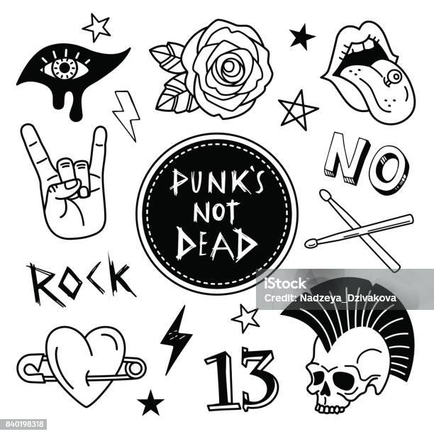 Punk Patches Collection Stock Illustration - Download Image Now