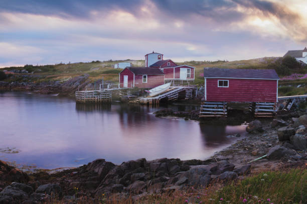 istock Sunseting over Fishing stages 840198526