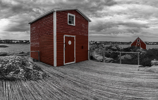 Historic fishing stages, Tilting, Fogo Island, Notre Dame Bay, Newfoundland & Labrador