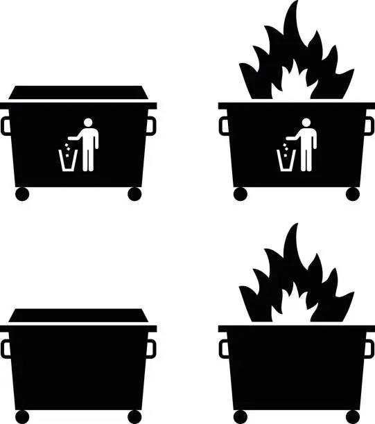 Vector illustration of Dumpster/trash fire concept
