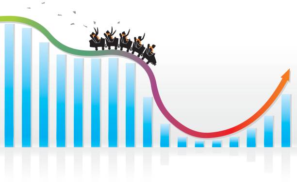 восстановление экономики американских горок - moving down graph moving up business stock illustrations