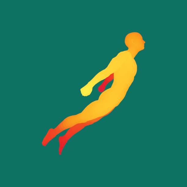 istock Jumping Man. 3D Model of Man. Human Body. Sport Symbol. Design Element for Business, Science and Technology. Vector Illustration. 840219480