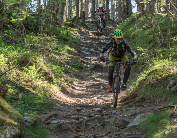 istock Dynamic mountainbike ride over thousands of roots, Austria. 840219736