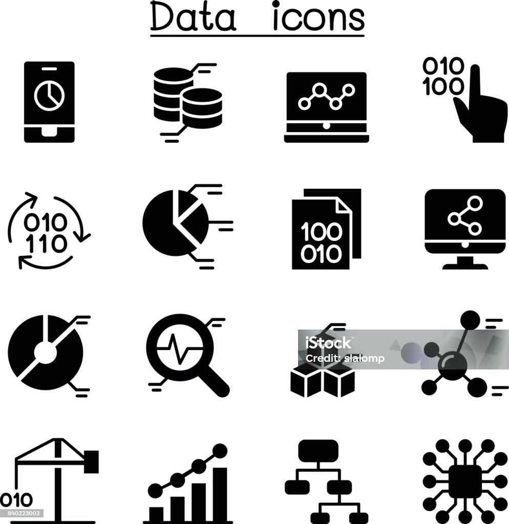 Database , Data Analysis, Data management icons Data stock vector