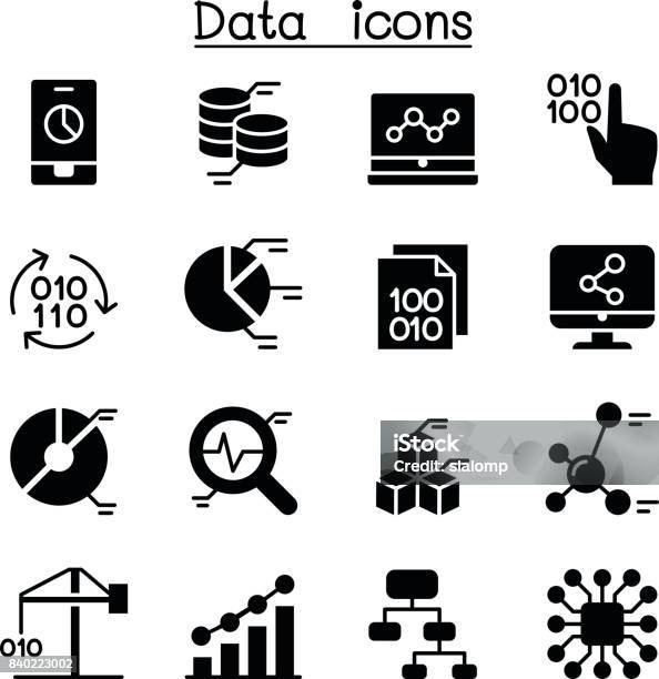 Database Data Analysis Data Management Icons Stock Illustration - Download Image Now - Data, Database, Exchanging